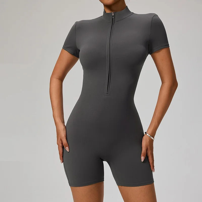 Solid kortärmad Shirt- Jumpsuit