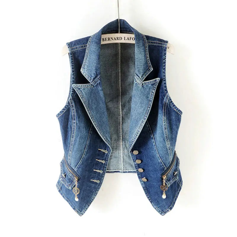 Classy Denim Crop Väst