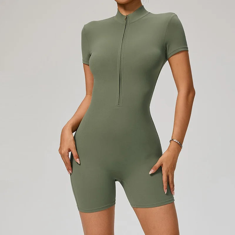 Solid kortärmad Shirt- Jumpsuit