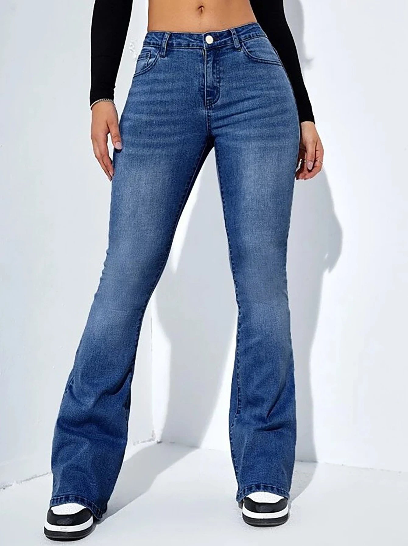 Jeans hög midja dam - flared Denim pants