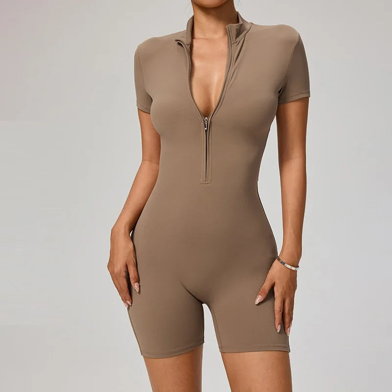 Solid kortärmad Shirt- Jumpsuit