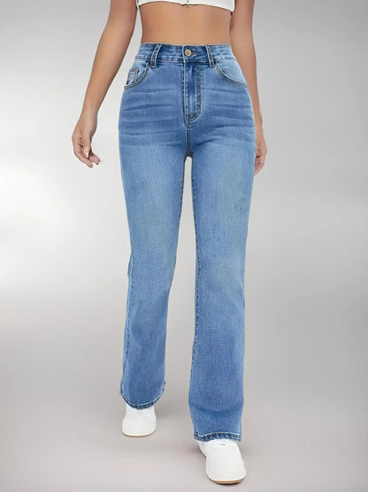 Bootcut Jeans dam - Tvättad soft denim