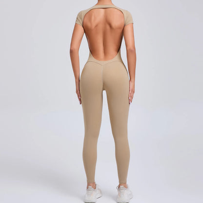 Jumpsuits med öppen rygg och korta ärmar