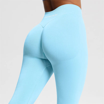 Bum Shaping Seamless Leggings Ribbed Scrunch Butt Tight