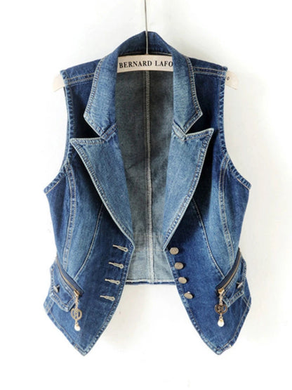 Classy Denim Crop Väst