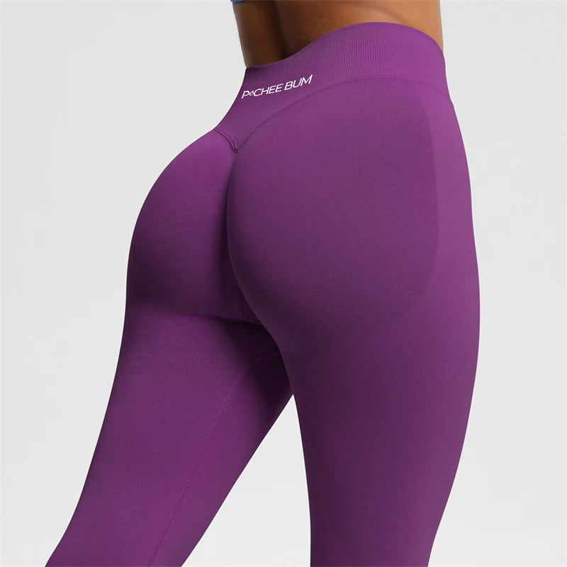 Bum Shaping Seamless Leggings Ribbed Scrunch Butt Tight