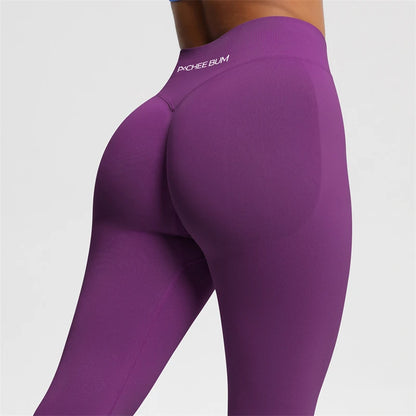 Bum Shaping Seamless Leggings Ribbed Scrunch Butt Tight