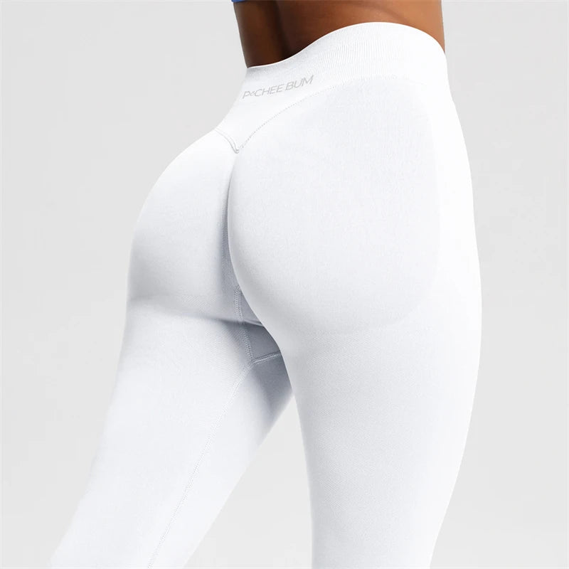 Bum Shaping Seamless Leggings Ribbed Scrunch Butt Tight