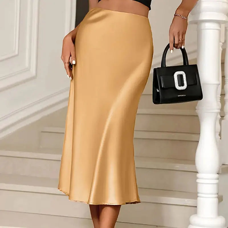 Elegant Satin Solid Lång Kjol