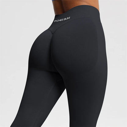 Bum Shaping Seamless Leggings Ribbed Scrunch Butt Tight