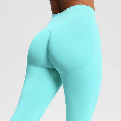 Bum Shaping Seamless Leggings Ribbed Scrunch Butt Tight