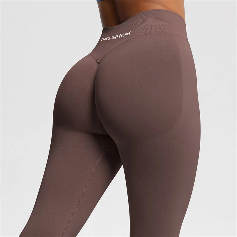 Bum Shaping Seamless Leggings Ribbed Scrunch Butt Tight