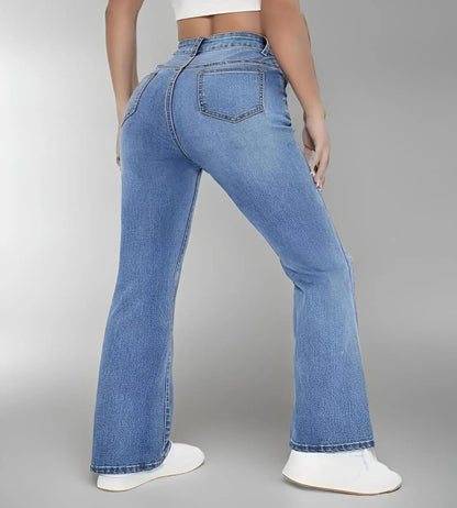 Bootcut Jeans dam - Tvättad soft denim