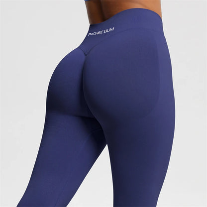 Bum Shaping Seamless Leggings Ribbed Scrunch Butt Tight