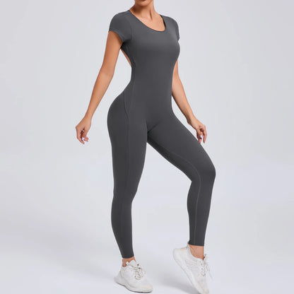 Jumpsuits med öppen rygg och korta ärmar