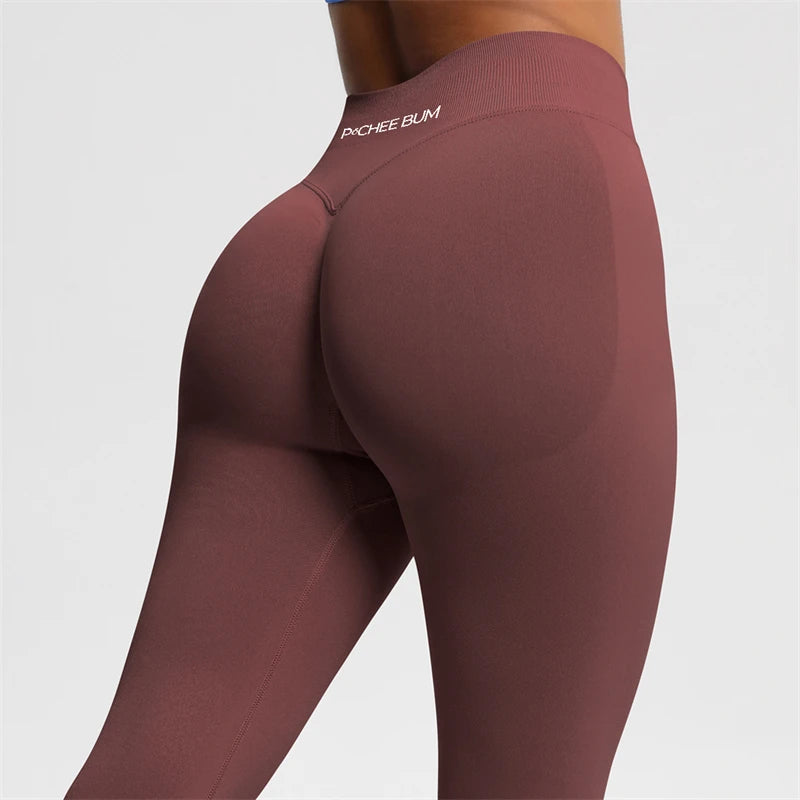 Bum Shaping Seamless Leggings Ribbed Scrunch Butt Tight