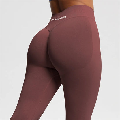 Bum Shaping Seamless Leggings Ribbed Scrunch Butt Tight