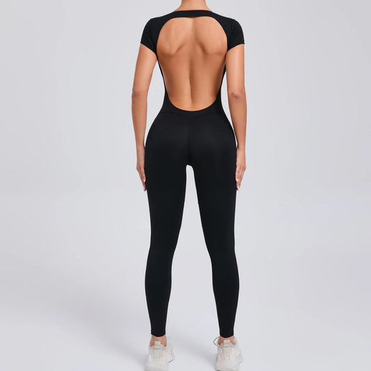 Jumpsuits med öppen rygg och korta ärmar