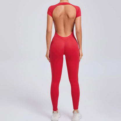 Jumpsuits med öppen rygg och korta ärmar