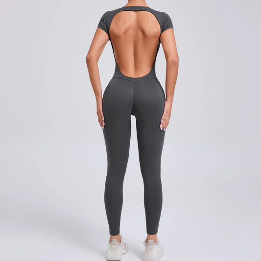 Jumpsuits med öppen rygg och korta ärmar