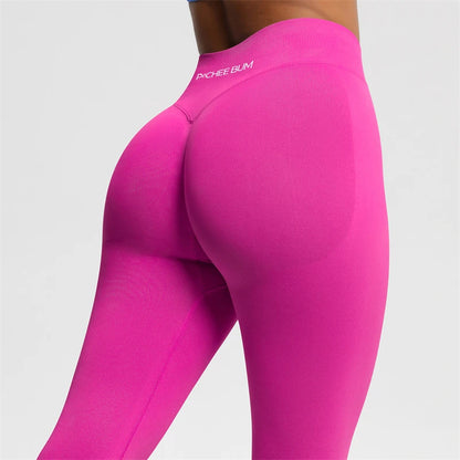 Bum Shaping Seamless Leggings Ribbed Scrunch Butt Tight
