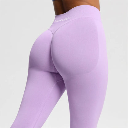 Bum Shaping Seamless Leggings Ribbed Scrunch Butt Tight