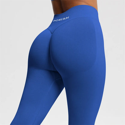 Bum Shaping Seamless Leggings Ribbed Scrunch Butt Tight