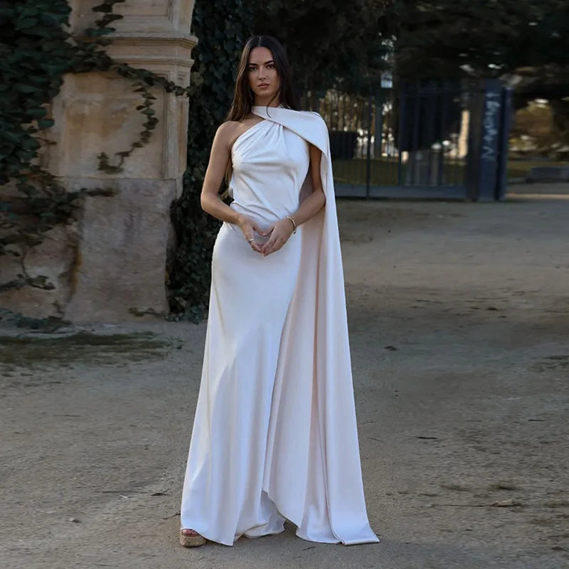 Elegant Solid Backless Women Ribbon Halter Dress