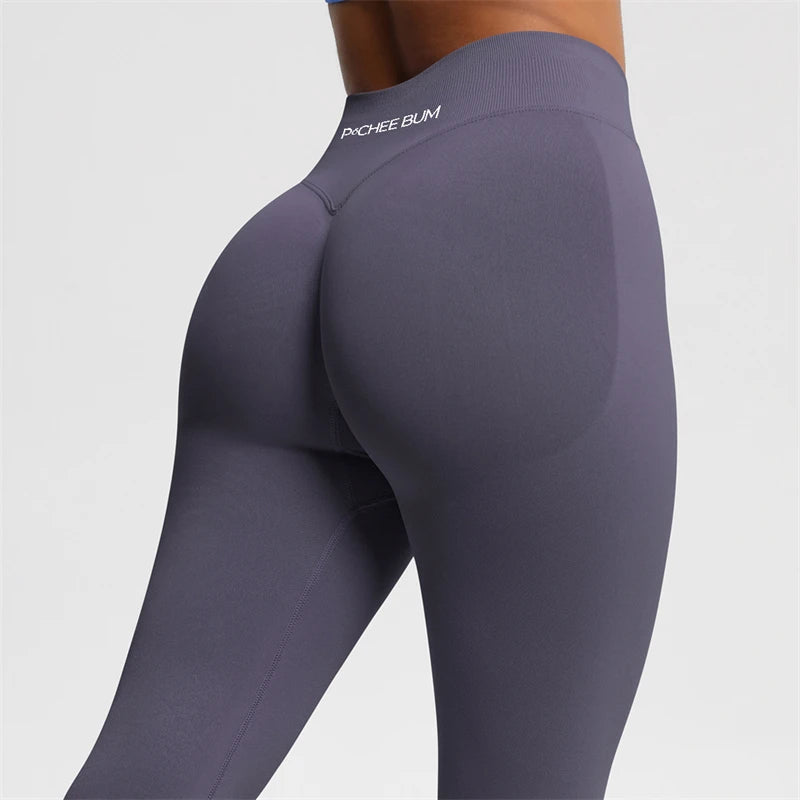 Bum Shaping Seamless Leggings Ribbed Scrunch Butt Tight