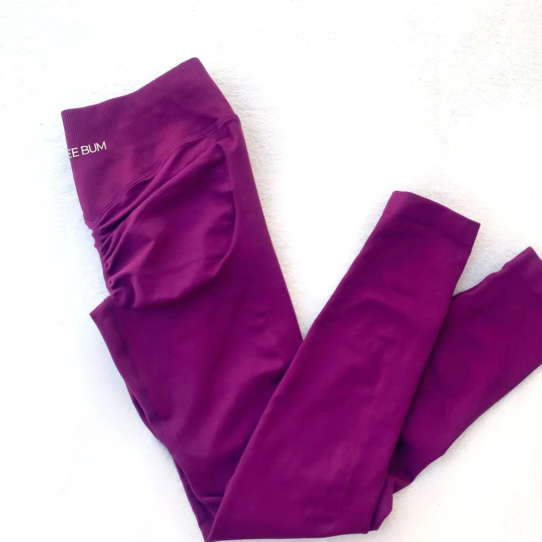 Bum Shaping Seamless Leggings Ribbed Scrunch Butt Tight