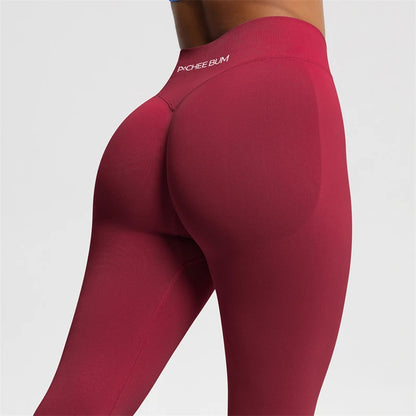 Bum Shaping Seamless Leggings Ribbed Scrunch Butt Tight