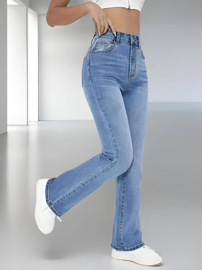 Bootcut Jeans dam - Tvättad soft denim