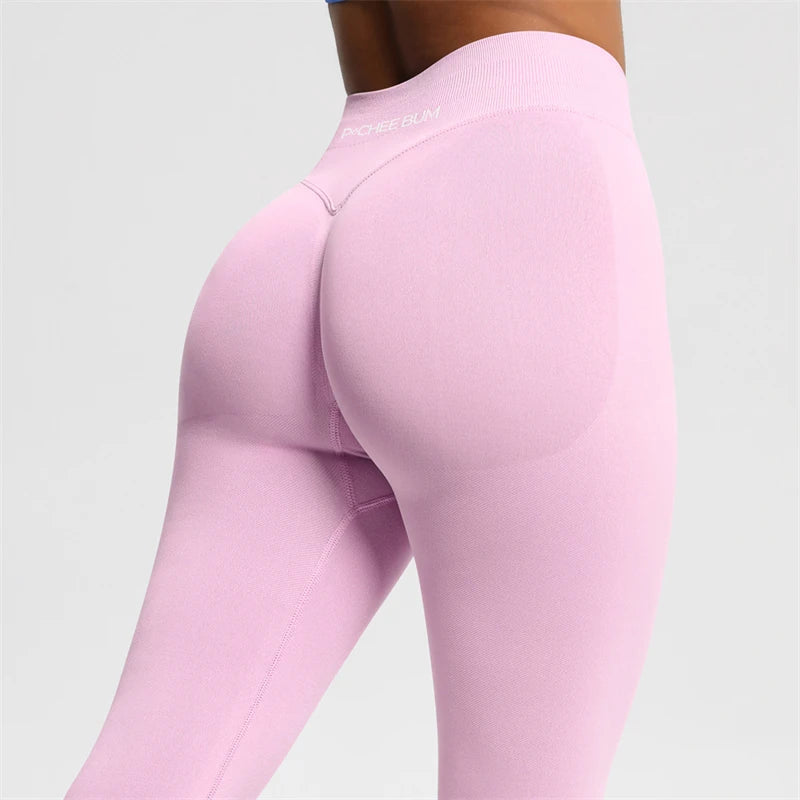 Bum Shaping Seamless Leggings Ribbed Scrunch Butt Tight