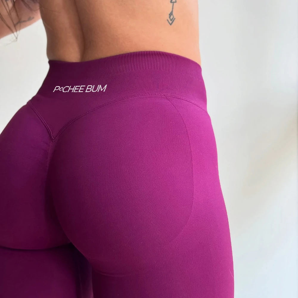 Bum Shaping Seamless Leggings Ribbed Scrunch Butt Tight