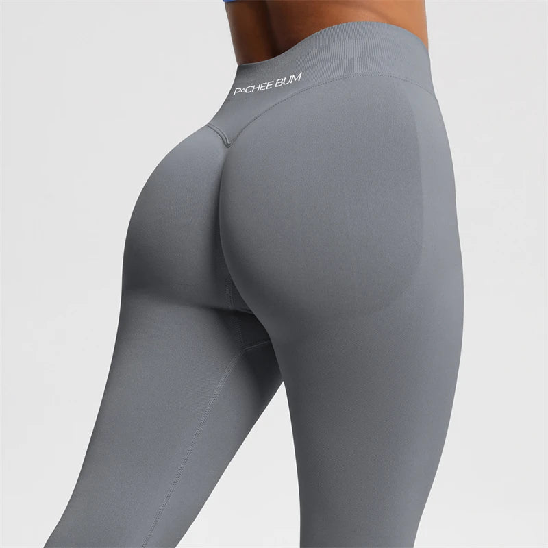 Bum Shaping Seamless Leggings Ribbed Scrunch Butt Tight