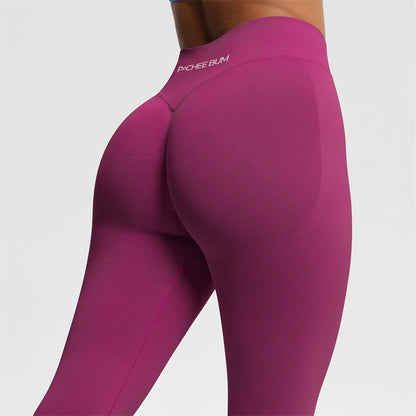 Bum Shaping Seamless Leggings Ribbed Scrunch Butt Tight